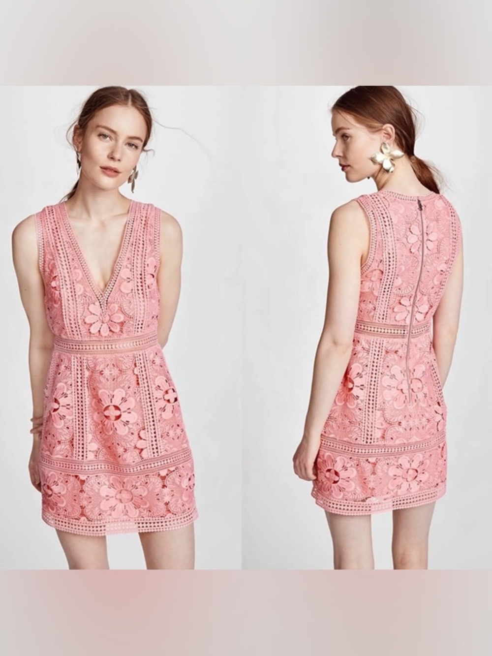Alice + Olivia Zula Lace Pink V-Neck Mini Dress Size 12